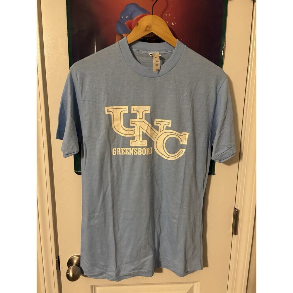 Vintage light blue ds uncg graphic shirt Spartans blue 70s 80s T-shirt ncaa L